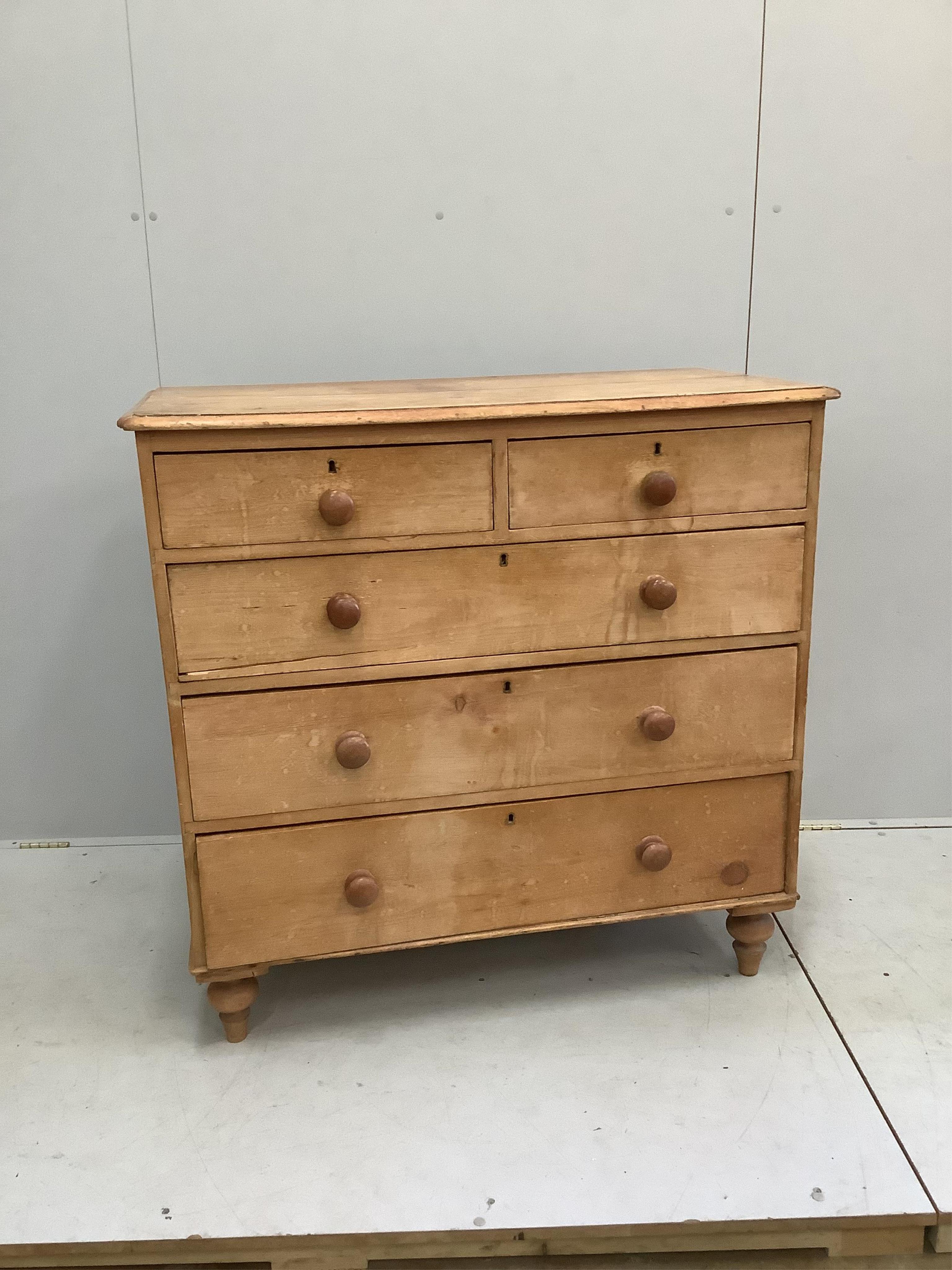 A Victorian pine chest, width 104cm, depth 52cm, height 102cm. Condition - fair